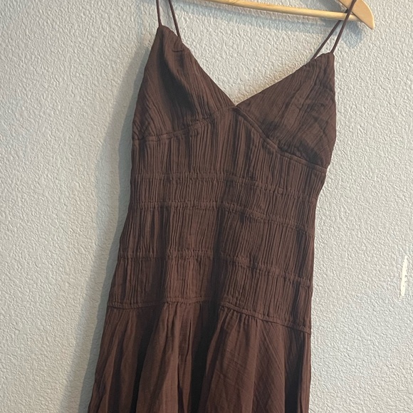NWNT Free People Verbena Midi Dress  asymmetrical hem in chocolate Brown SZ S L - Picture 9 of 14